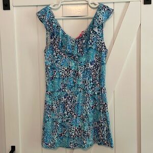Lilly Pulitzer Alessa Romper in Aqua Spritz
